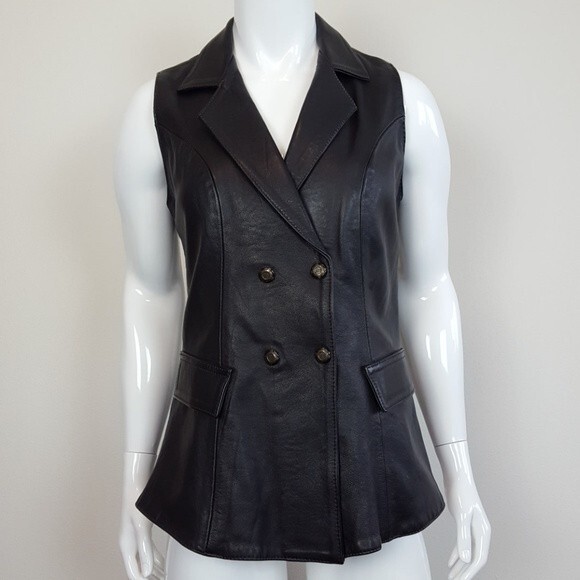 Vintage Born Black Leather Vest - Picture 1 of 7